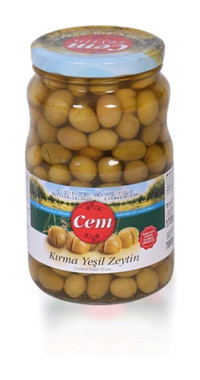 Cem Kırma Tuzlu Yeşil Zeytin Kavanoz 1 kg