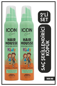 Icon Care Extra Strong 4 Kids Normal Saçlar İçin Hacim Veren Şekillendirici Saç Köpüğü 2x200 ml