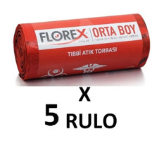 Florex Orta Boy 55x60 cm Çöp Poşeti 10x12 Adet Kırmızı-Siyah