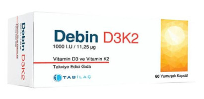 Debin D3K2 Aromasız Yetişkin Vitamin 60 Adet Kapsül