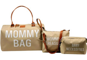 Babysi Mommy Bag Exclusive 3'lü Su Geçirmez Paraşutsoft Bebek Kol Çantası Bej