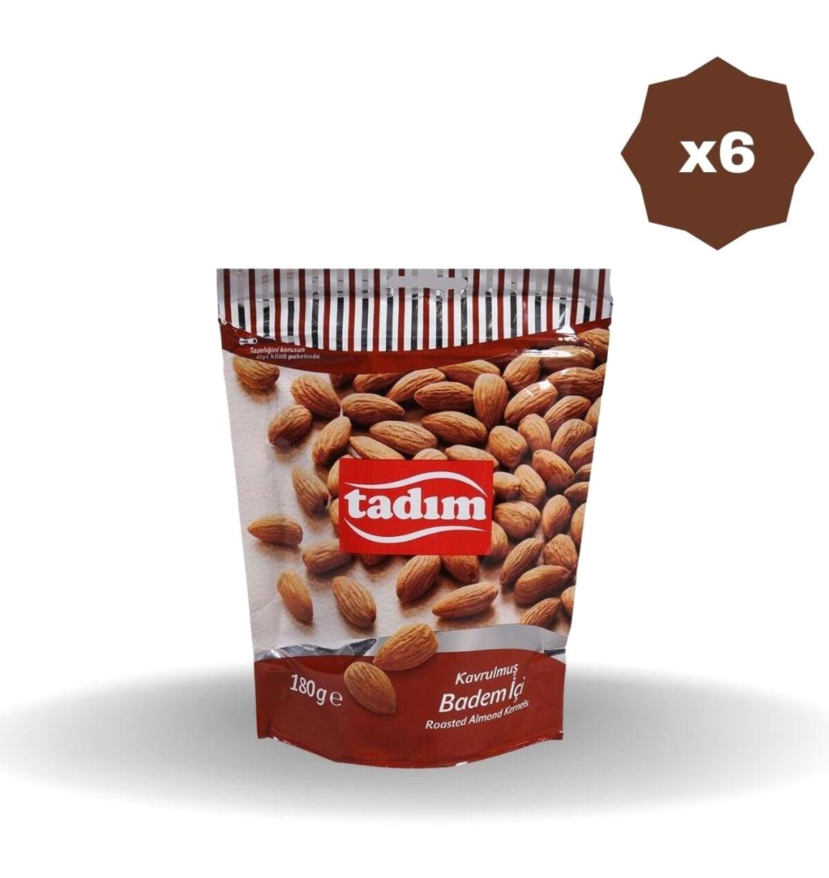 Tadım Kavrulmuş Tuzlu Organik Glutensiz Tane İçi Badem 6x180 gr