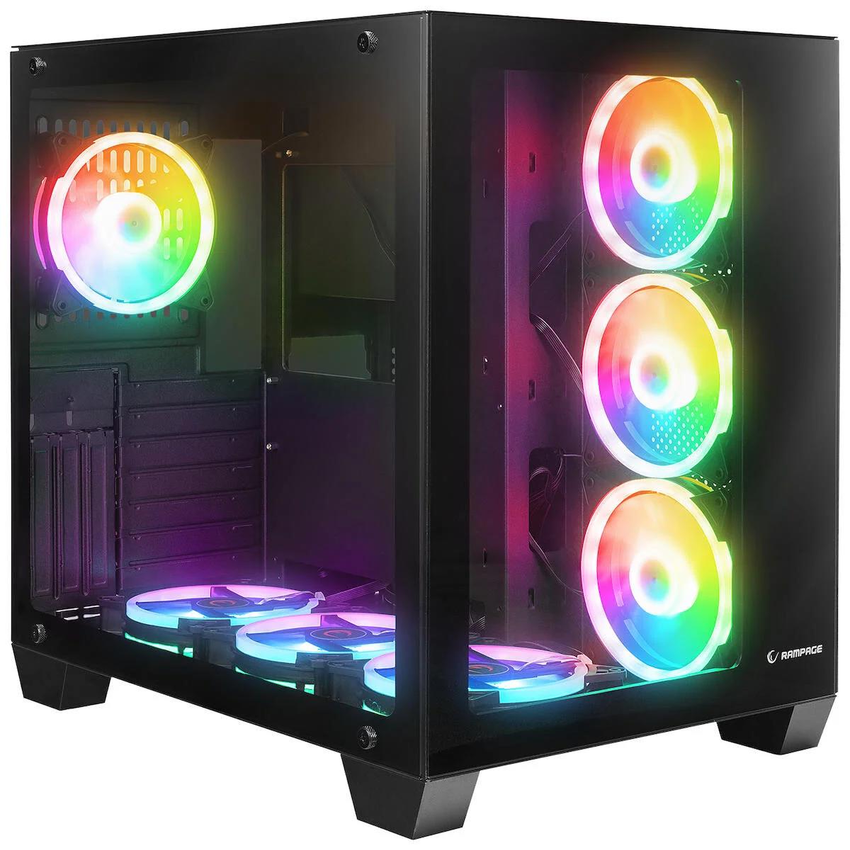 Rampage Icewave RGB Mesh Sıvı Soğutmalı 7 Fanlı Siyah Dikey E-ATX Oyuncu Bilgisayar Kasası