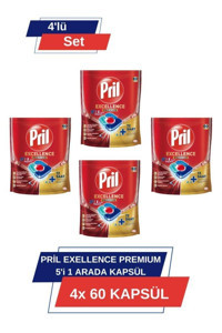 Pril Excellence Premium 5’i 1 Arada Kapsül Bulaşık Makinesi Deterjanı 4x60 Adet