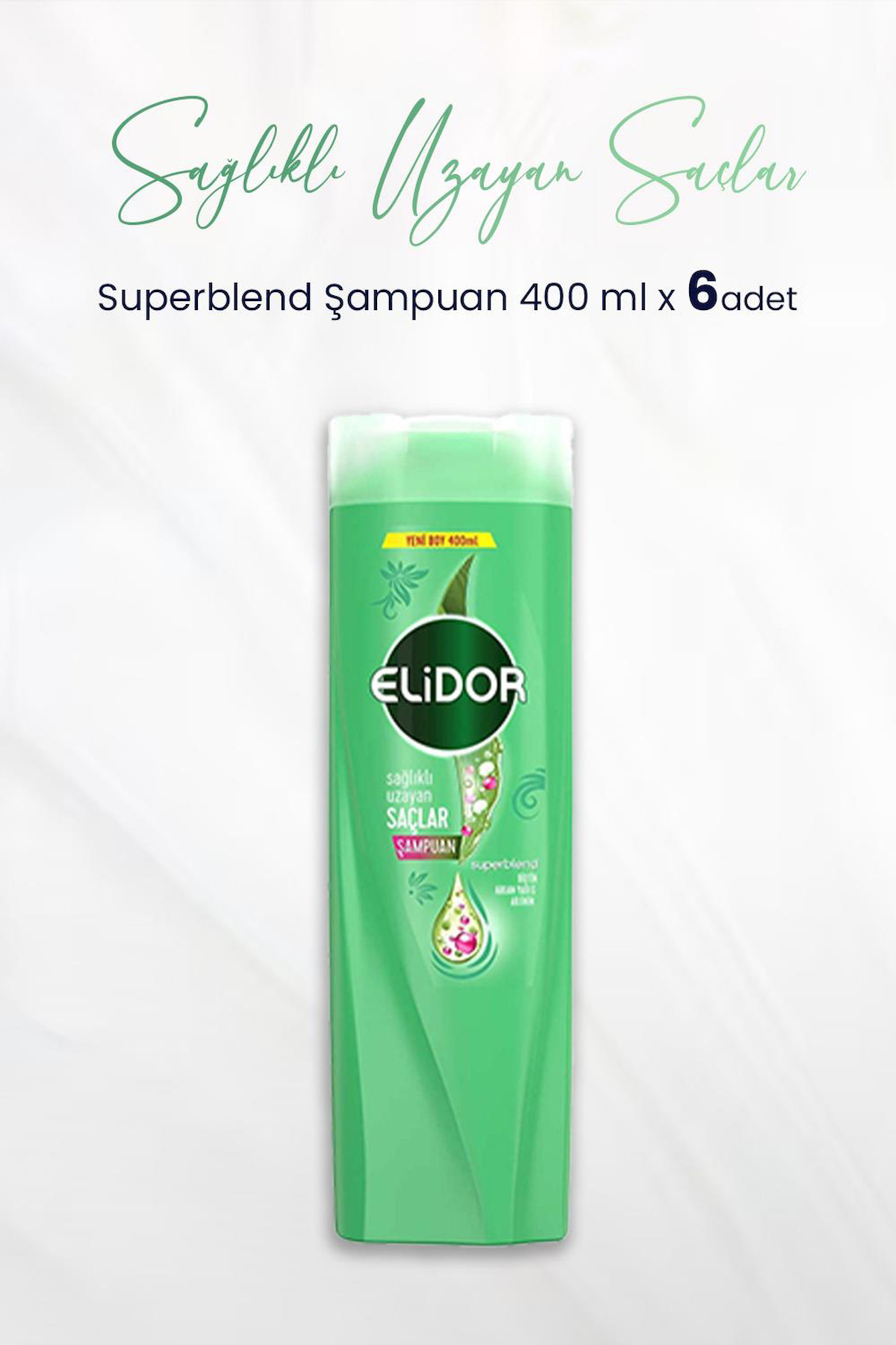 Elidor Superblend Saç Uzatan Tüm Saçlar İçin Düz Saçlar İçin Argan Yağlı 2'si 1 Arada Şampuan 6x400 ml