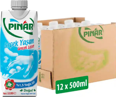 Pınar Yarım Yağlı Laktozlu Sade İnek Süt 12x500 ml