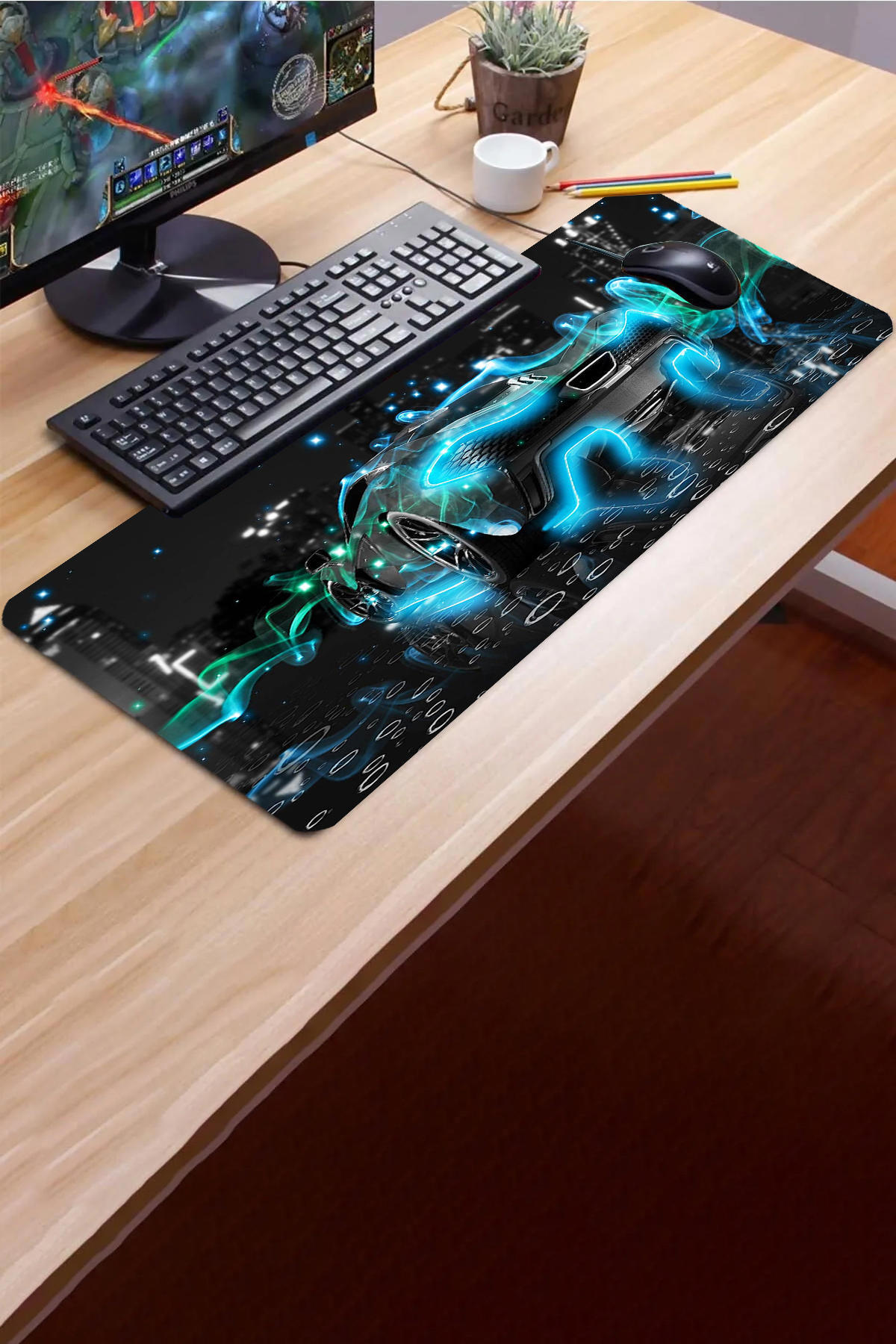 SonicTouch Fütüristik Desen 32x70 cm XL Gaming Mousepad Çok Renkli