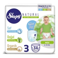 Sleepy Natural 3 Numara Organik Külot Bebek Bezi 34 Adet