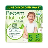 Molfix Bebem Natural 5 Numara Organik Cırtlı Bebek Bezi 48 Adet