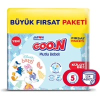 Goon Mutlu Bebek 5 Numara Külot Bebek Bezi 124 Adet