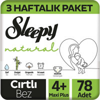 Sleepy Natural 4 + Numara Organik Cırtlı Bebek Bezi 78 Adet