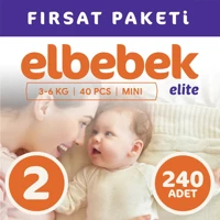 Elbebek Elite Mini 2 Numara Cırtlı Bebek Bezi 240 Adet