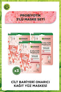 Garnier 2 Milyon Probiyotik Türevi Içeren Onarıcı Nemlendiricili Kağıt Yüz Maskesi 3 Adet