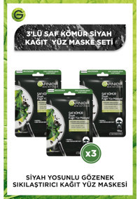 Garnier Skin Naturals Kömürlü Nemlendiricili Kağıt Yüz Maskesi 3 Adet