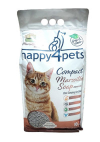 Happy4Pets Marsilya Sabunu Kokulu Topaklanan İnce Taneli Bentonit Kedi Kumu 10 lt