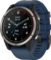 Garmin quatix 7 Sapphire (010-02582-61) Su Geçirmez 47 mm Silikon Kordon Daire Unisex Akıllı Saat Mavi