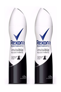 Rexona Invisible Black+White Pudrasız Ter Önleyici Antiperspirant Sprey Kadın Deodorant 2x150 ml