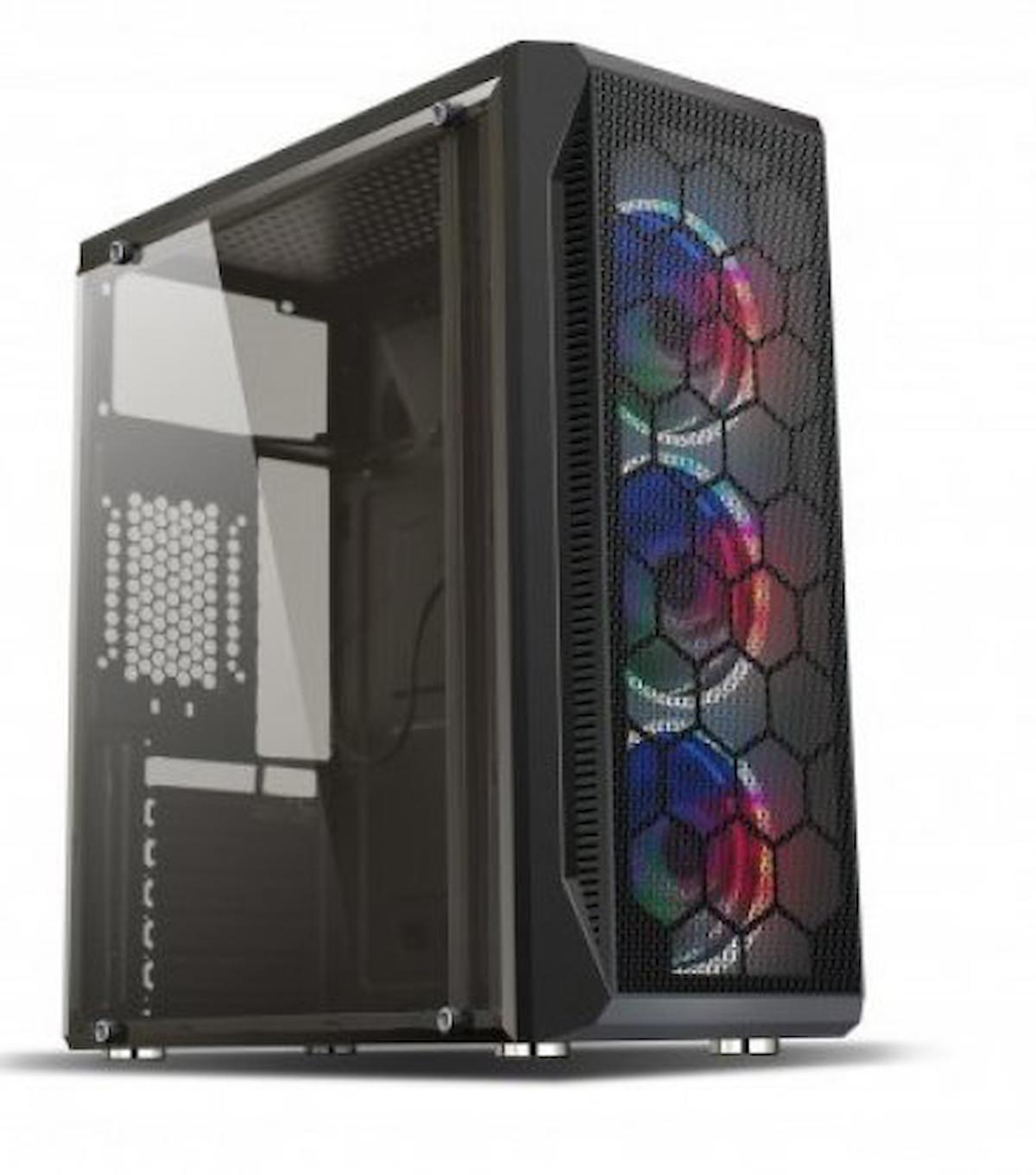 Hiper Zoe RGB Mesh 4 Fanlı 500 W Siyah Dikey Kullanım ATX Oyuncu Bilgisayar Kasası