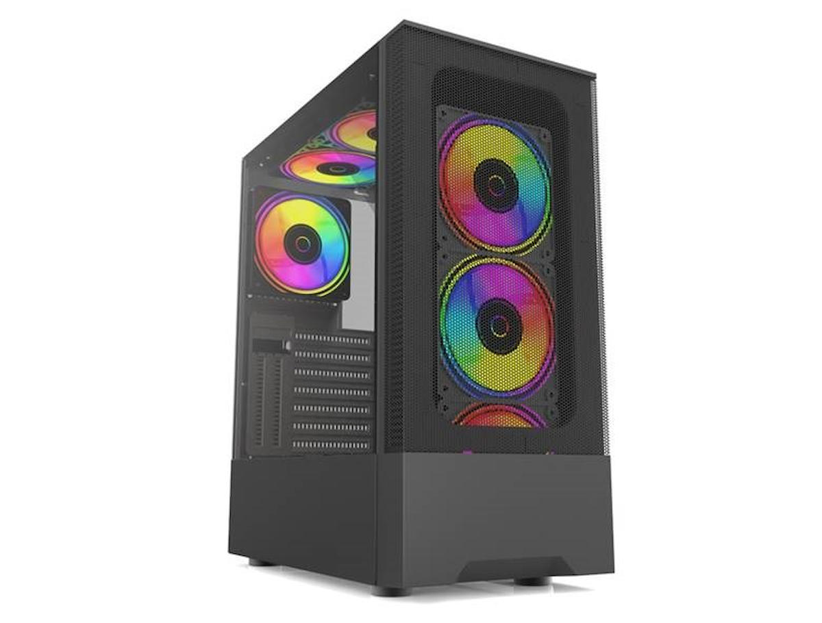 Everest Dusk Peak RGB 4 Fanlı Siyah Dikey Kullanım ATX Bilgisayar Kasası