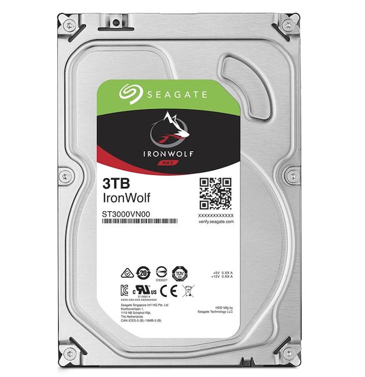 Seagate Ironwolf ST3000VN006 3 TB 3.5 inç 5900 RPM 64 MB SATA 3.0 Nas Harddisk