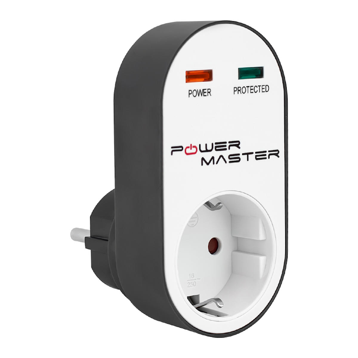 Powermaster PM-16620 USB Girişli Topraklı İç Mekan Tekli Elektrik Prizi Beyaz - Siyah