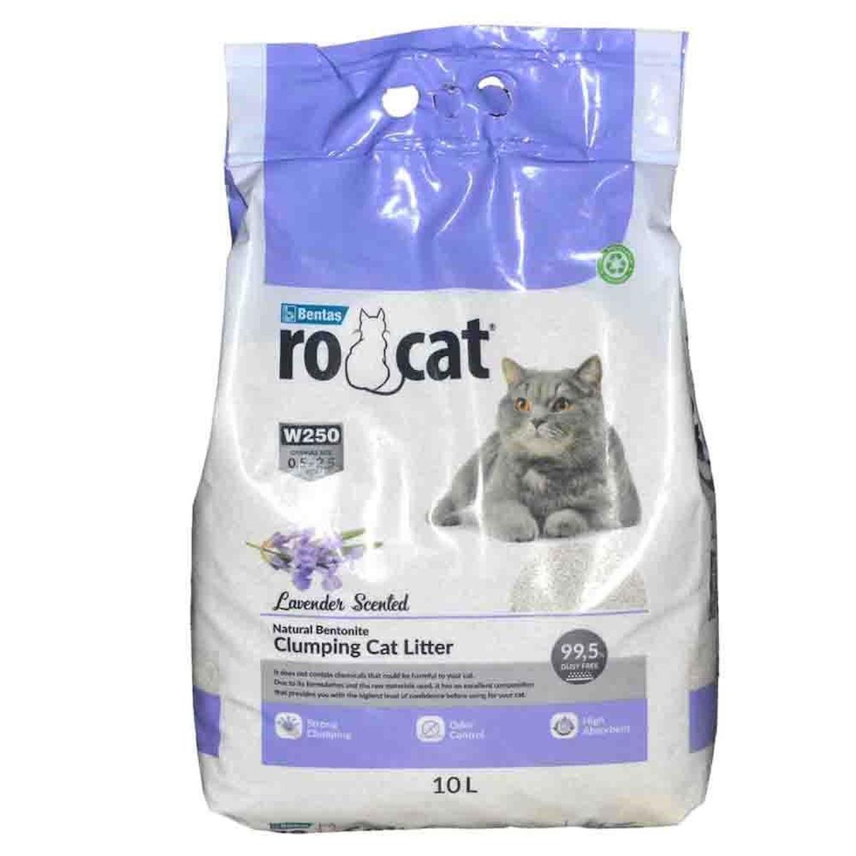 Rocat Lavanta Kokulu Topaklanan İnce Taneli Bentonit Kedi Kumu 2 x 10 lt