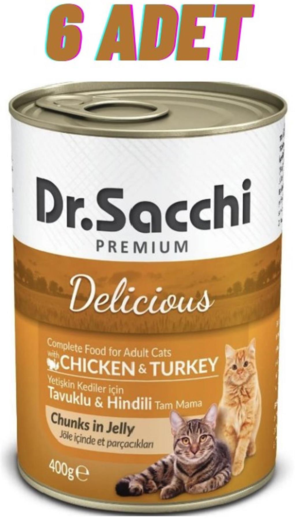 Dr.Sacchi Premium Hindi Etli ve Tavuklu Yetişkin Yaş Kedi Maması 400 gr