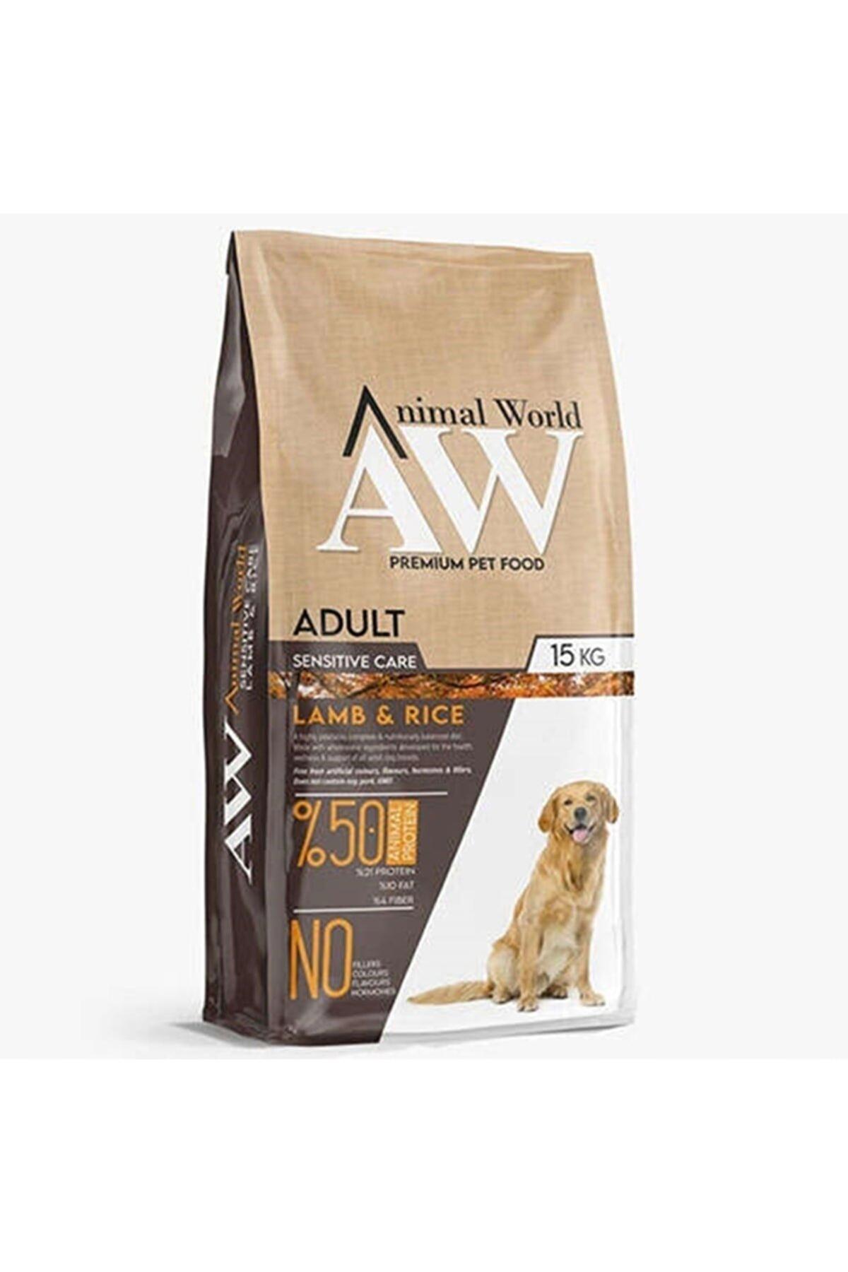 Animal World Sensitive Care Kuzu Etli ve Pirinçli Tüm Irklar Yetişkin Kuru Köpek Maması 15 kg