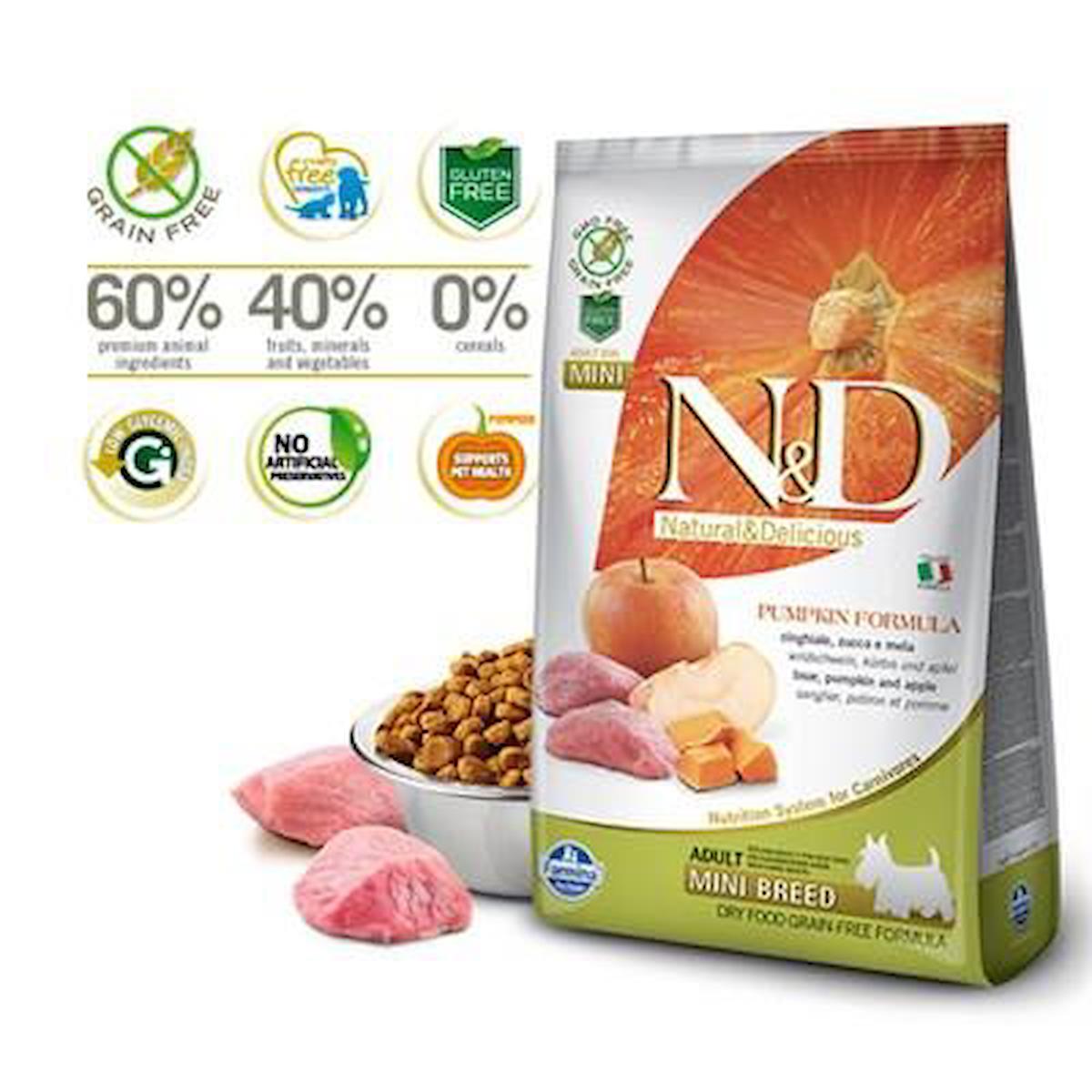 N&D Pumpkin Bal Kabaklı Domuz Etli ve Elmalı Mini Irk Yetişkin Kuru Köpek Maması 7 kg