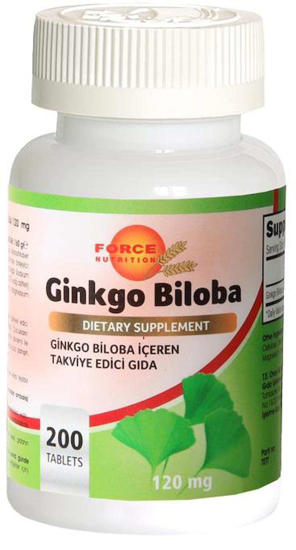 Force Nutrition Ginkgo Biloba Aromasız Unisex Vitamin 200 Tablet