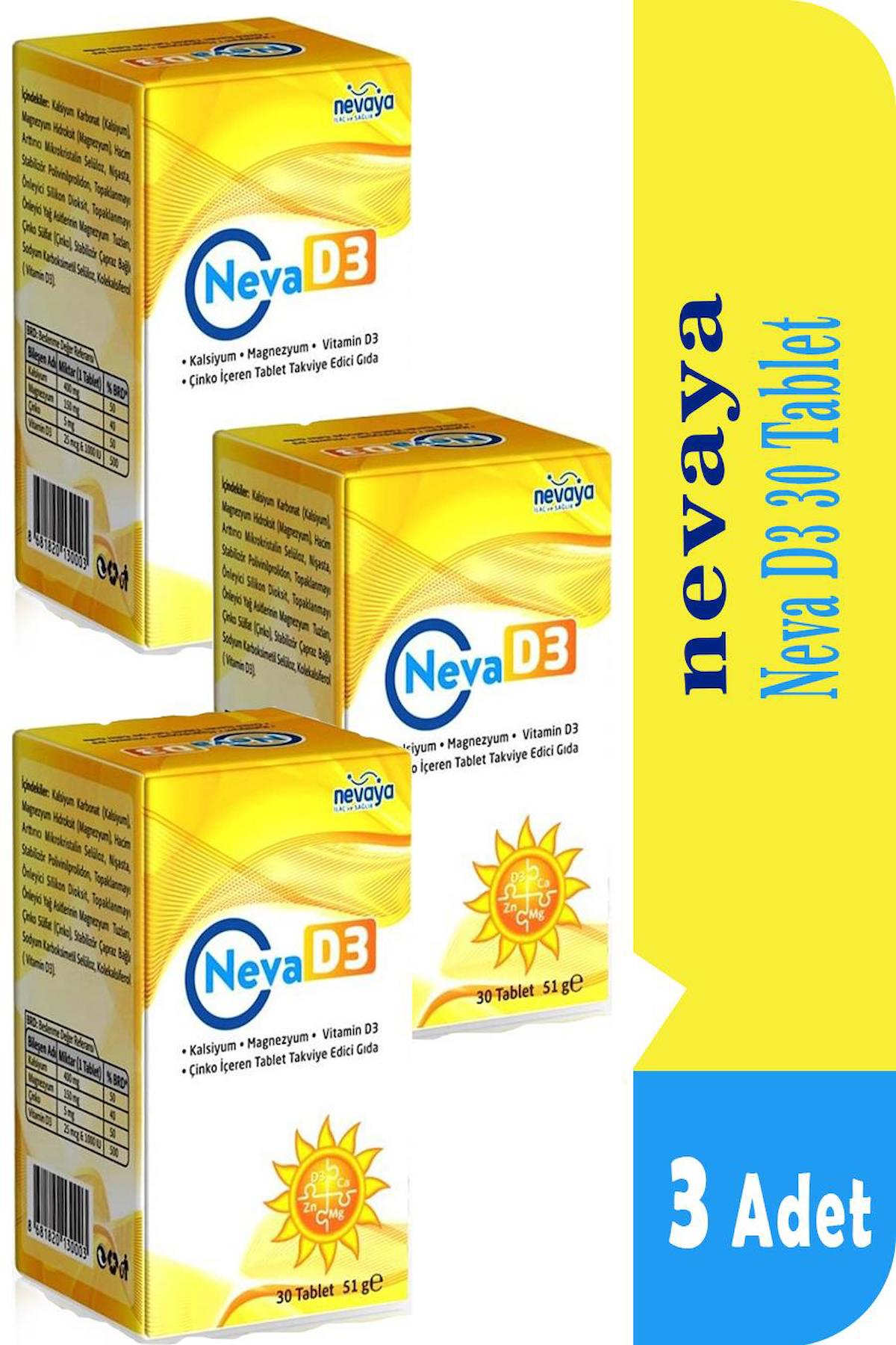 Nevaya D3 Vitamini Sade Unisex 3x30 Tablet