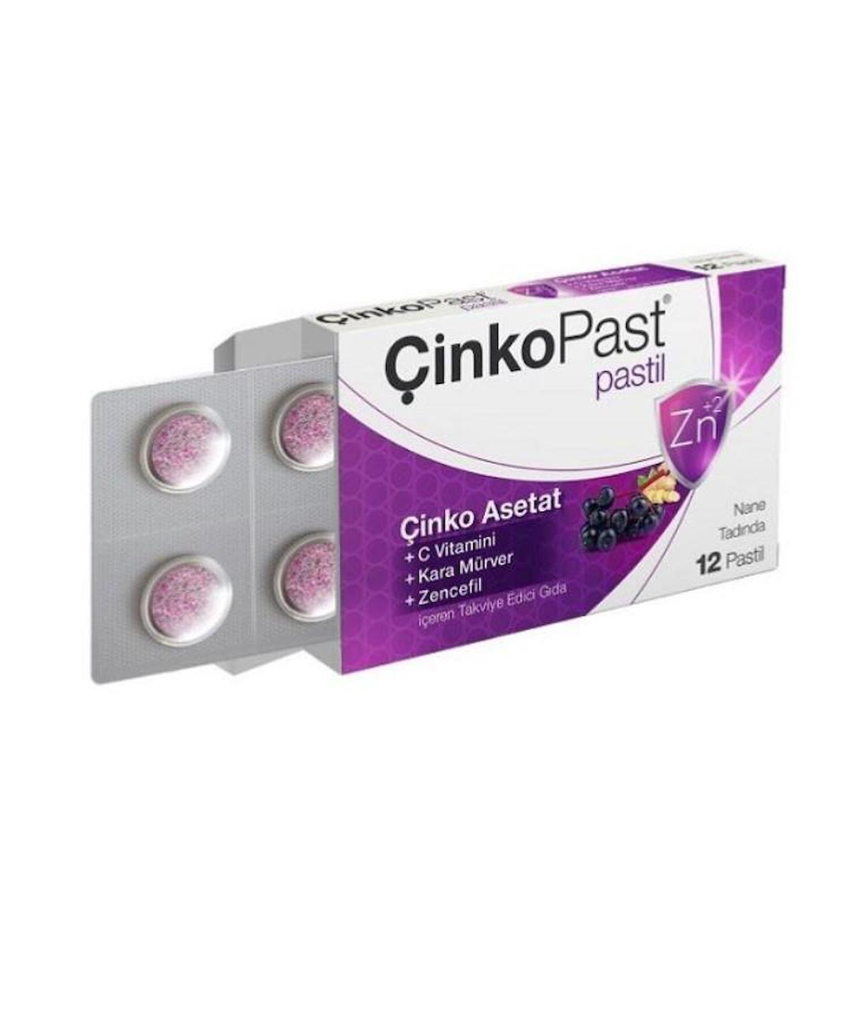 Çinkopast Çinko Sade Yetişkin Bitkisel Besin Desteği 12 Tablet