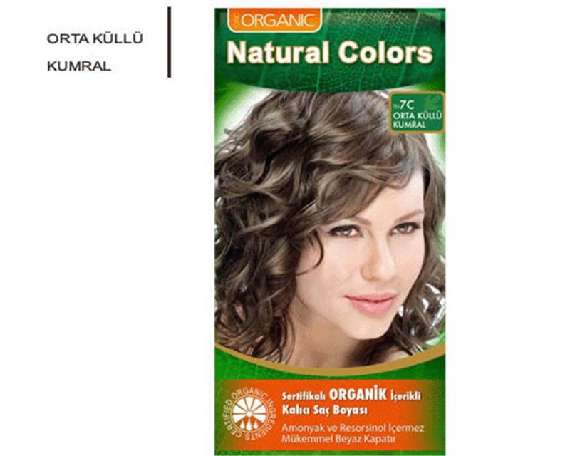 Organic Natural Colors 7C Orta Küllü Kumral Organik Krem Saç Boyası