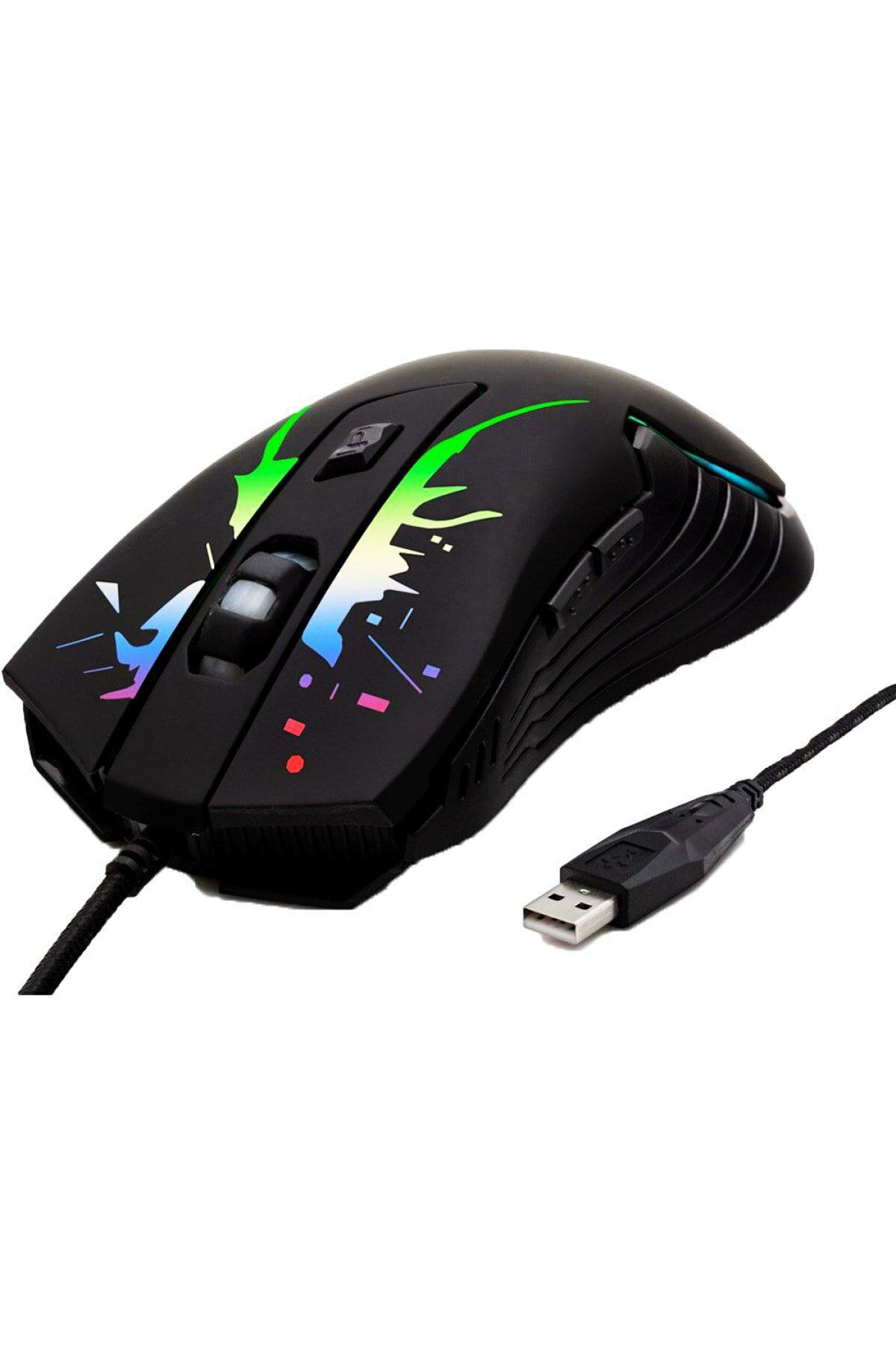 Novator N104 RGB Makrolu Kablolu Siyah Gaming Mouse