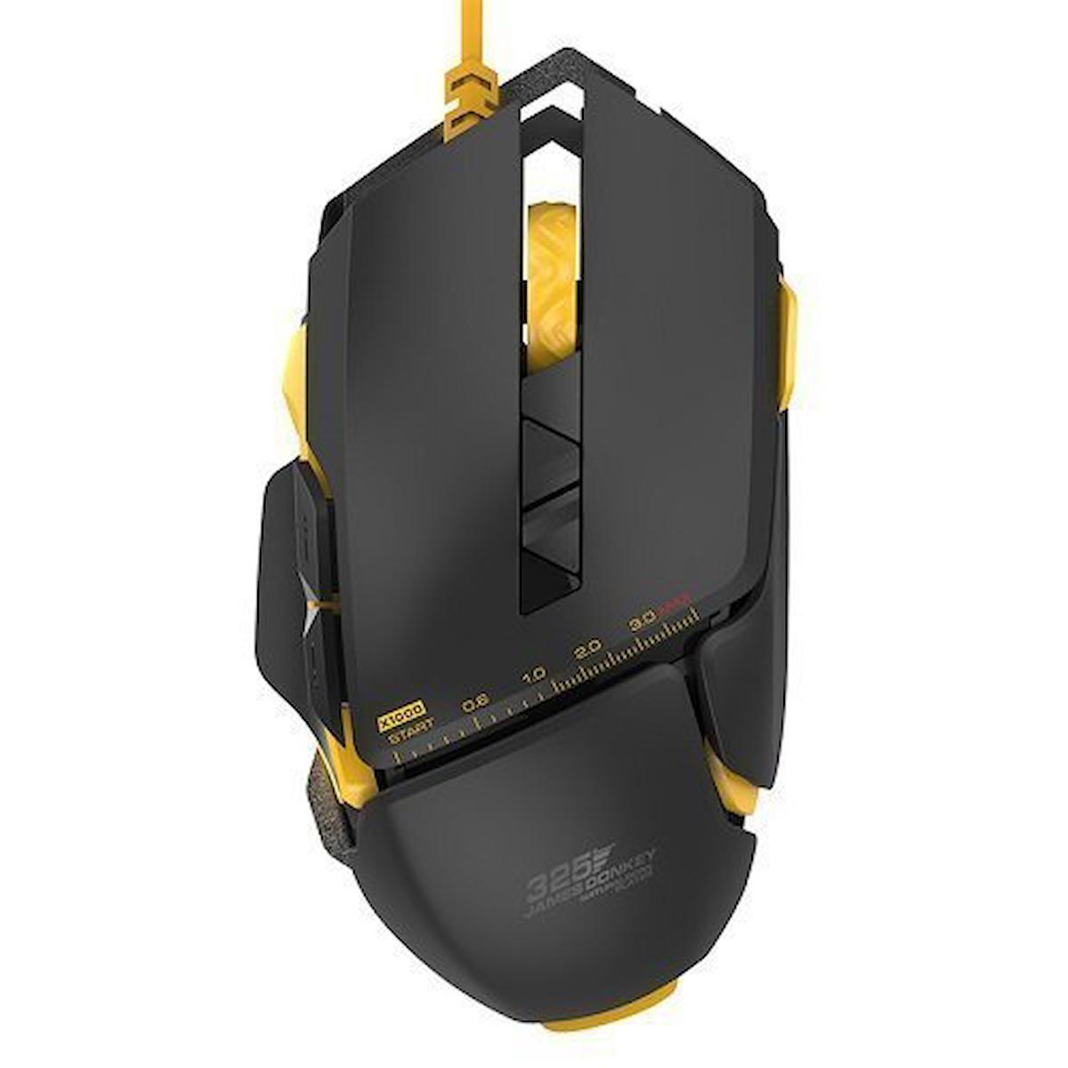 James Donkey 325S RGB Makrolu Kablolu Sarı - Siyah Optik Mouse