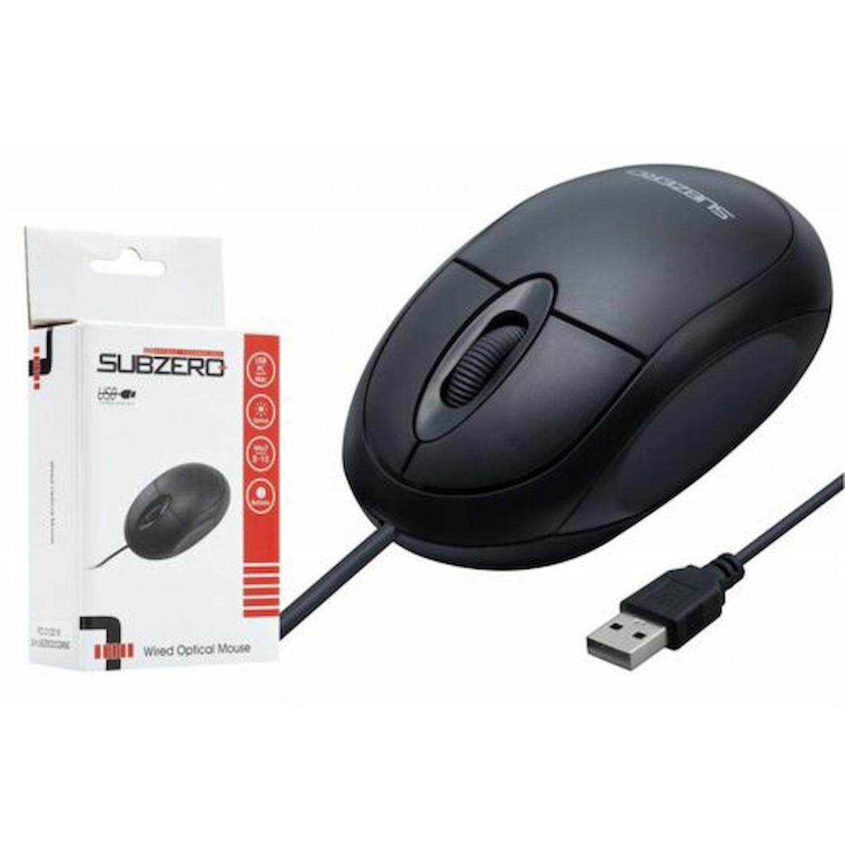 Subzero SPK7234/01 Ergonomik Kablolu Siyah Optik Mouse