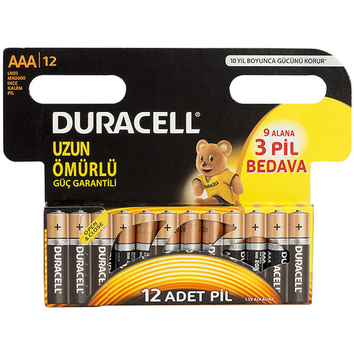 Duracell LR03/MN2400 1.5 V Alkalin AAA / İnce Kalem Pil 12'li