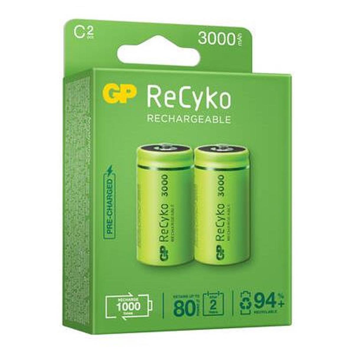 Gp Recyko 1.2 V 3000 mAh Ni-Mh C / Orta Şarjlı Pil 2'li