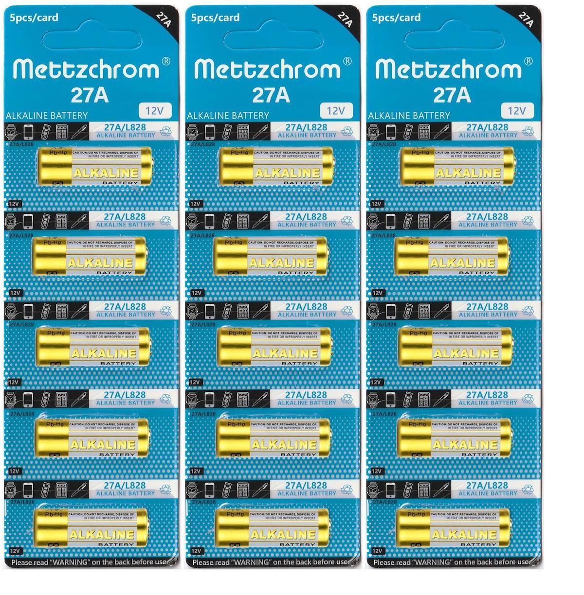 Mettzchrom 12 V Alkalin 27A Pil 15'li