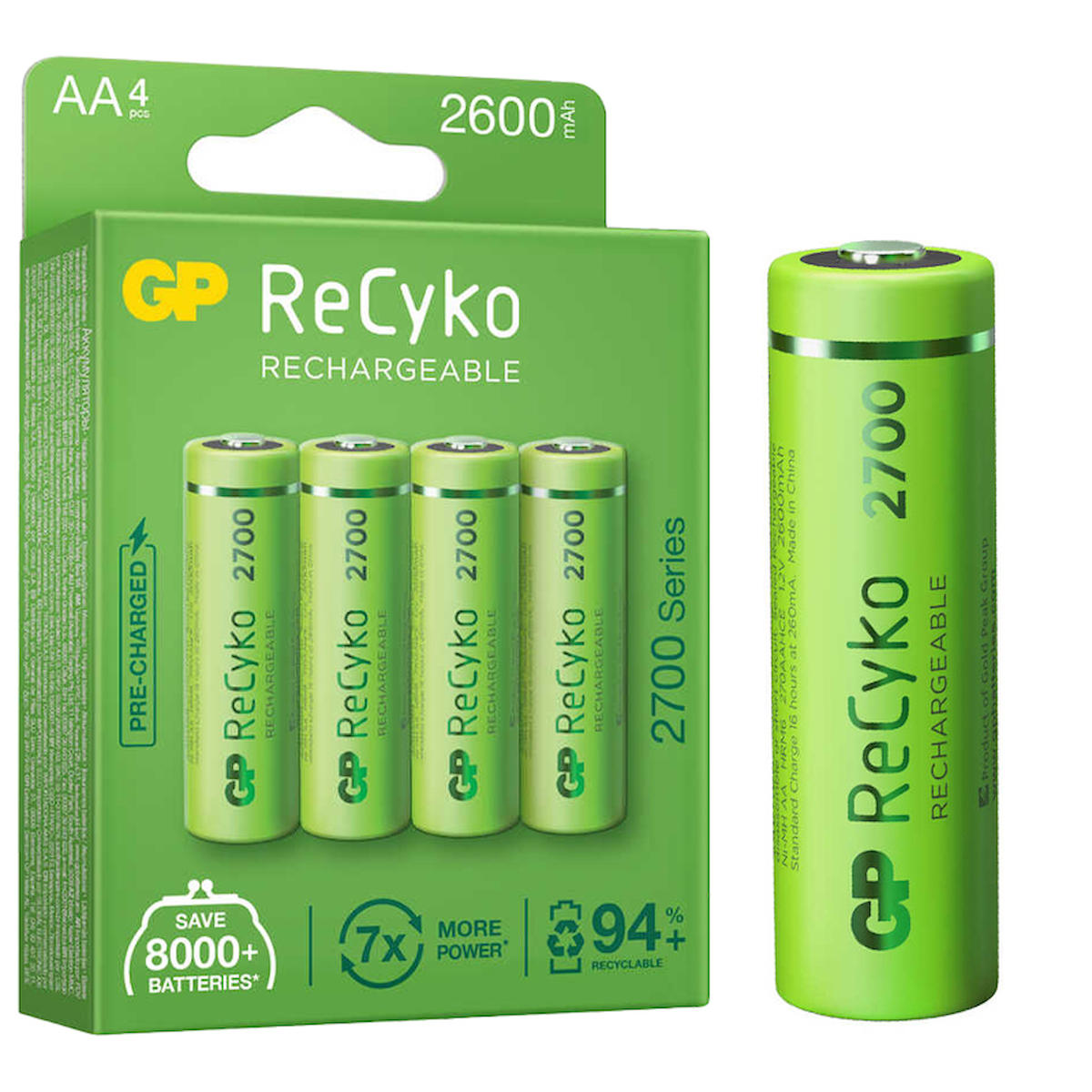 Recyko Recyko 1.2 V 2600 mAh Ni-Mh AA / Kalem Şarjlı Pil 4'lü