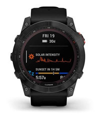 Garmin Fenix 7X Solar Multisport Su Geçirmez 35.56 mm Silikon Kordon Yuvarlak Unisex Akıllı Saat Siyah