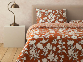 English Home Grandiflora Baskılı Soft Cotton Tek Kişilik Nevresim Seti Terracotta