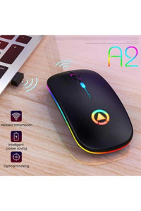 A2N A2 RGB Yatay Makrolu Kablosuz Siyah Optik Mouse