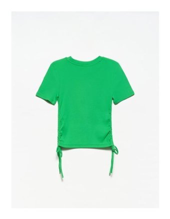 Dilvin 30117 Büzgü Detaylı T-Shirt Yeşil 36