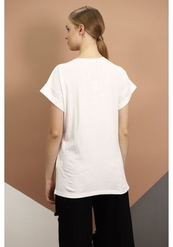 Gabria Kadın Kız Baskılı T-Shirt Beyaz (512161956) L