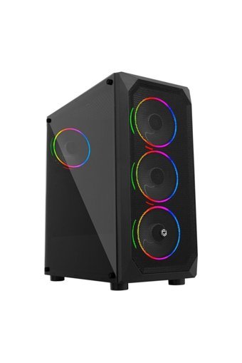 Gameforce XMESHRAINBOW4 RGB Mesh Sıvı Soğutmalı 5 Fanlı Siyah Dikey Kullanım Mid Tower Oyuncu Bilgisayar Kasası