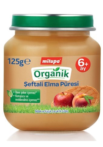 Milupa Şeftali Elma Laktozsuz Tahılsız Organik Meyveli Kavanoz Maması 125 gr