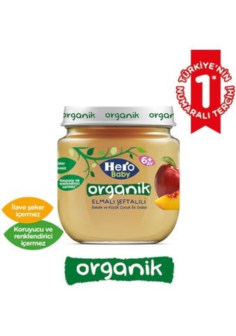 Hero Baby Elmalı Şeftalili Laktozsuz Tahılsız Organik Meyveli Kavanoz Maması 120 gr