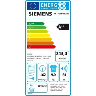 Siemens iQ500 WT7WH460TR 9 kg A++ Enerji Sınıfı Isı Pompalı Wifi Kurutma Makinesi