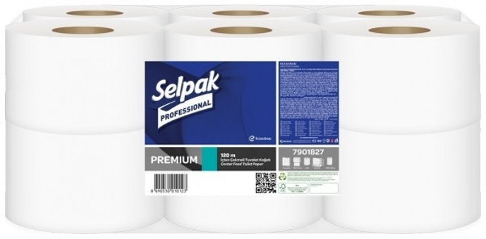 Selpak Professional Premium 2 Katlı İçten Çekmeli 12'li Rulo Tuvalet Kağıdı